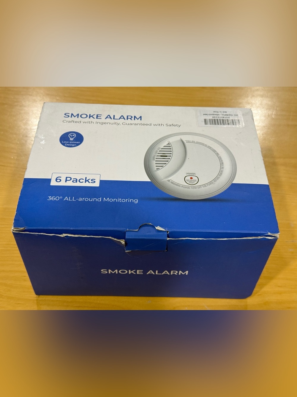 Smoke Alarm 6 Pack Battery Powered New (Open Box) batteries included.
